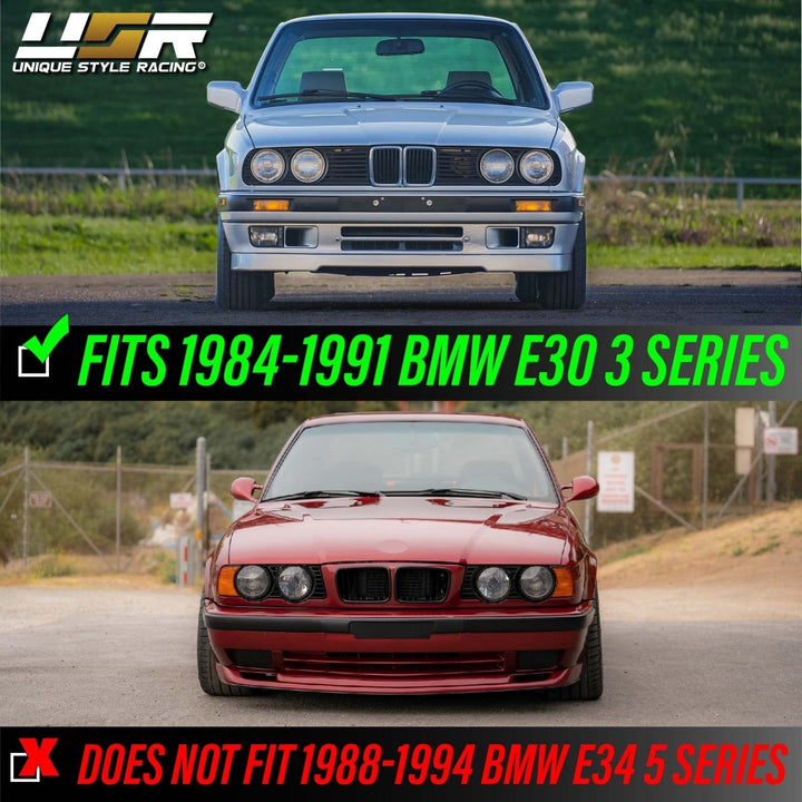 1984 - 1991 BMW E30 3 Series French Edition Yellow Glass Lens Euro Smiley Projector Headlights