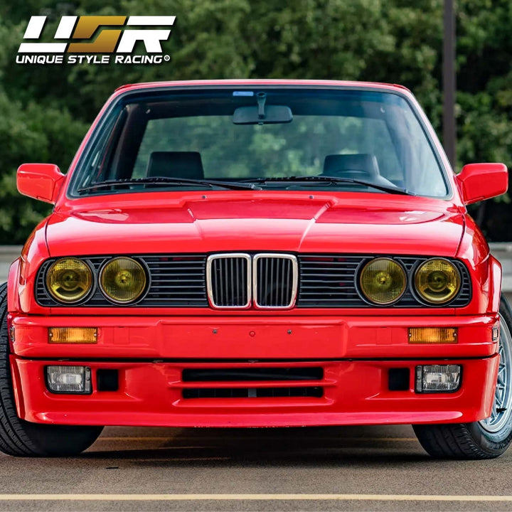 1984 - 1991 BMW E30 3 Series French Edition Yellow Glass Lens Euro Smiley Projector Headlights