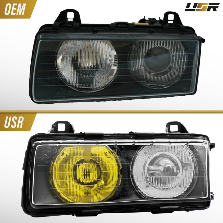 1992 - 1999 BMW E36 3 Series Yellow High Clear Low Glass Lens Hella Euro Ellipsoid Projector Headlight

#optional-items_headlight-with-wires