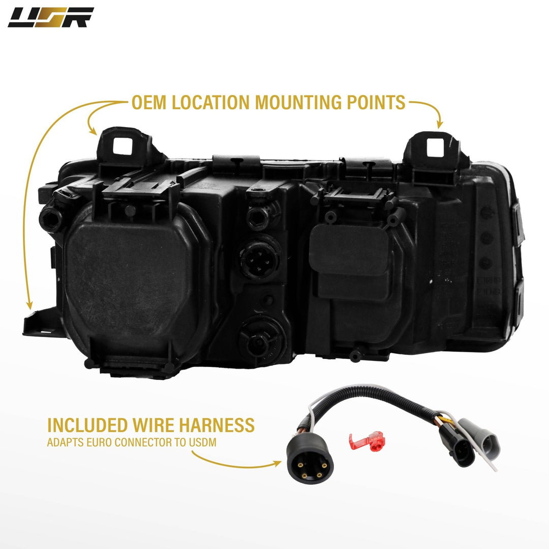 1992 - 1999 BMW E36 3 Series Yellow High Clear Low Glass Lens Hella Euro Ellipsoid Projector Headlight

#optional-items_headlight-with-led-bulbs-and-angel-eye-rings