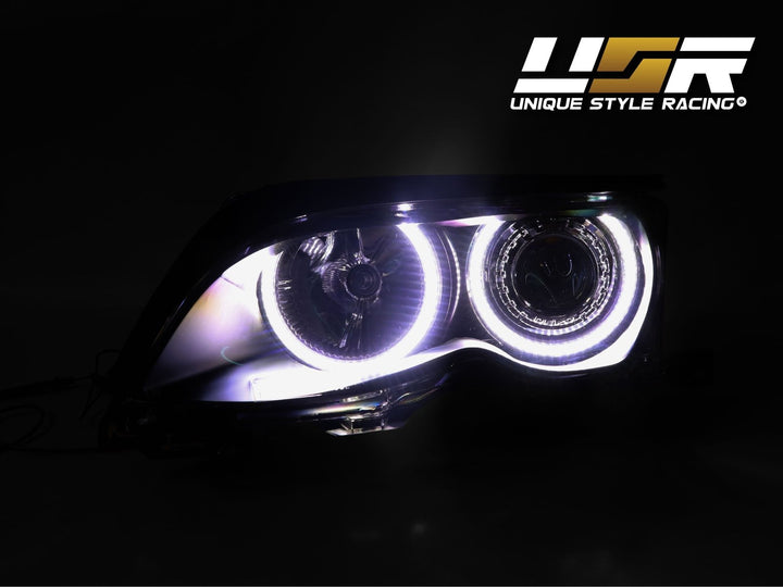 2002 - 2005 BMW 3 Series E46 4D Sedan / 4D Wagon Angel Eye Projector Headlight W/ Optional UHP LED Halo Rings