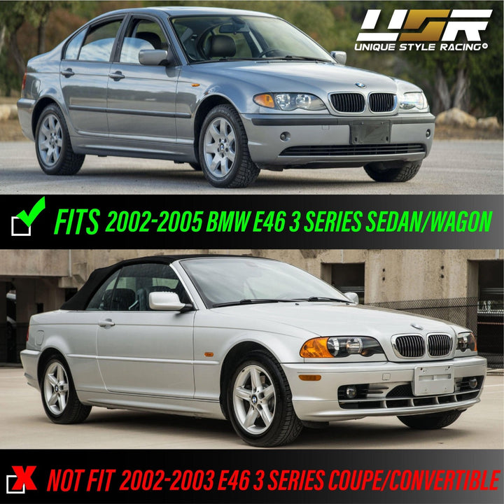 2002 - 2005 BMW 3 Series E46 4D Sedan / 4D Wagon Angel Eye Projector Headlight W/ Optional UHP LED Halo Rings