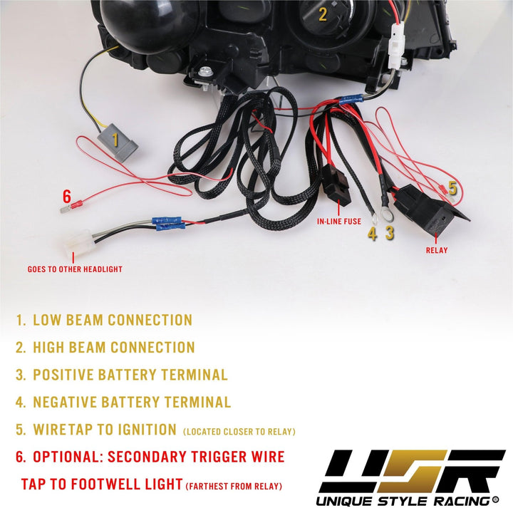 2002 - 2005 BMW 3 Series E46 4D Sedan / 4D Wagon Angel Eye Projector Headlight W/ Optional UHP LED Halo Rings