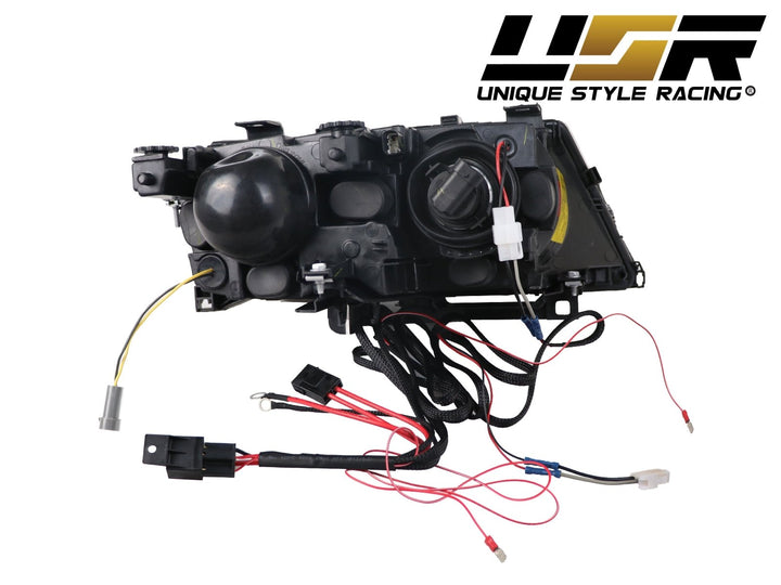 2002 - 2005 BMW 3 Series E46 4D Sedan / 4D Wagon Angel Eye Projector Headlight W/ Optional UHP LED Halo Rings