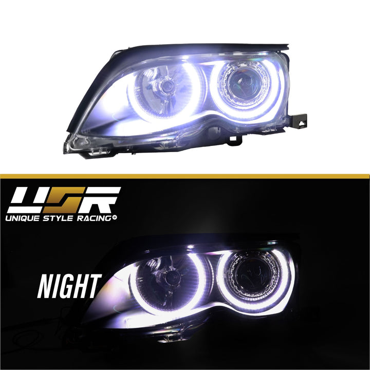 2002 - 2005 BMW 3 Series E46 4D Sedan / 4D Wagon Angel Eye Projector Headlight W/ Optional UHP LED Halo Rings