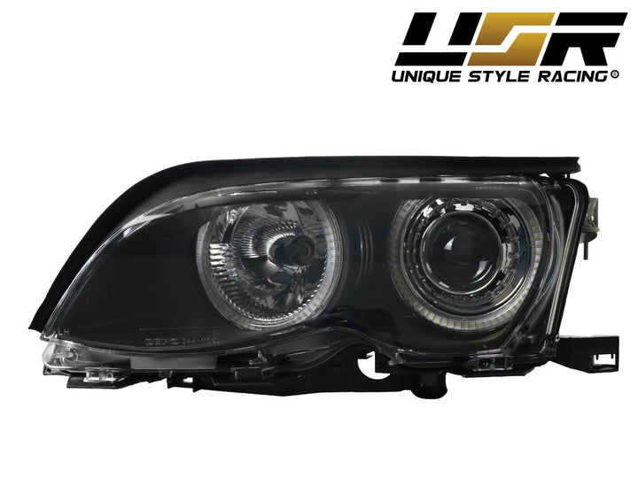 2002 - 2005 BMW 3 Series E46 4D Sedan / 4D Wagon Angel Eye Projector Headlight W/ Optional UHP LED Halo Rings