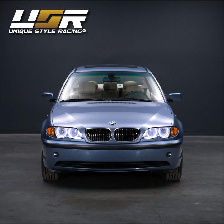 2002 - 2005 BMW 3 Series E46 4D Sedan / 4D Wagon Angel Eye Projector Headlight W/ Optional UHP LED Halo Rings