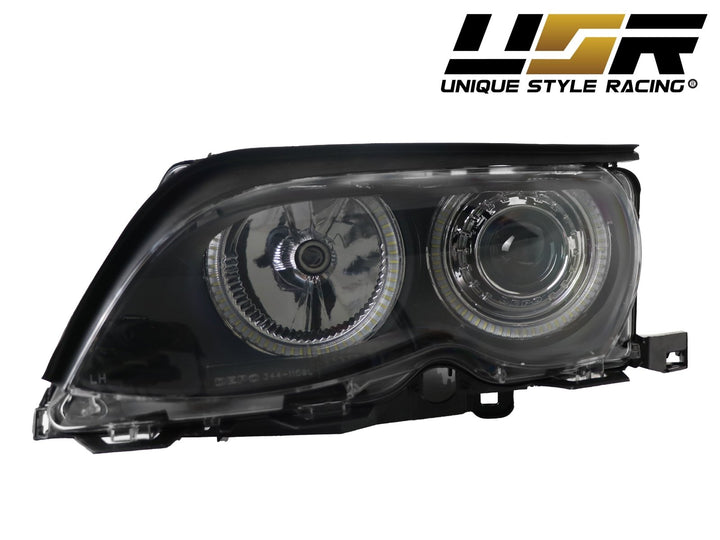 2002 - 2005 BMW 3 Series E46 4D Sedan / 4D Wagon Angel Eye Projector Headlight W/ Optional UHP LED Halo Rings