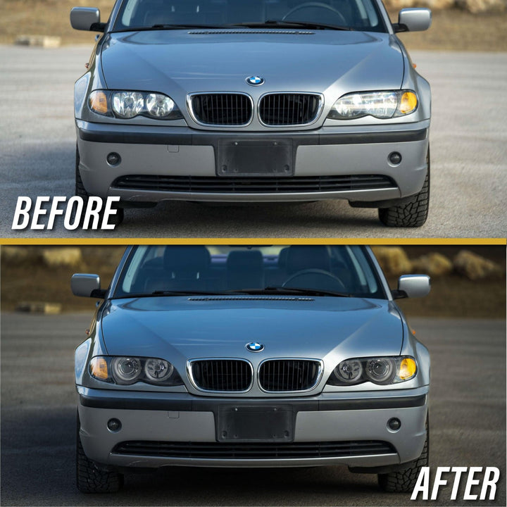 2002 - 2005 BMW 3 Series E46 4D Sedan / 4D Wagon Angel Eye Projector Headlight W/ Optional UHP LED Halo Rings