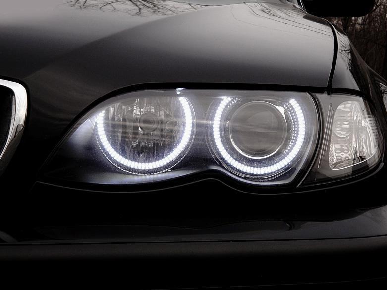 1992 - 2001 BMW 3 Series E46 4D Sedan / 5D Wagon Angel Eye Projector Headlight with Optional UHP LED Halo Rings For Factory Halogen Models