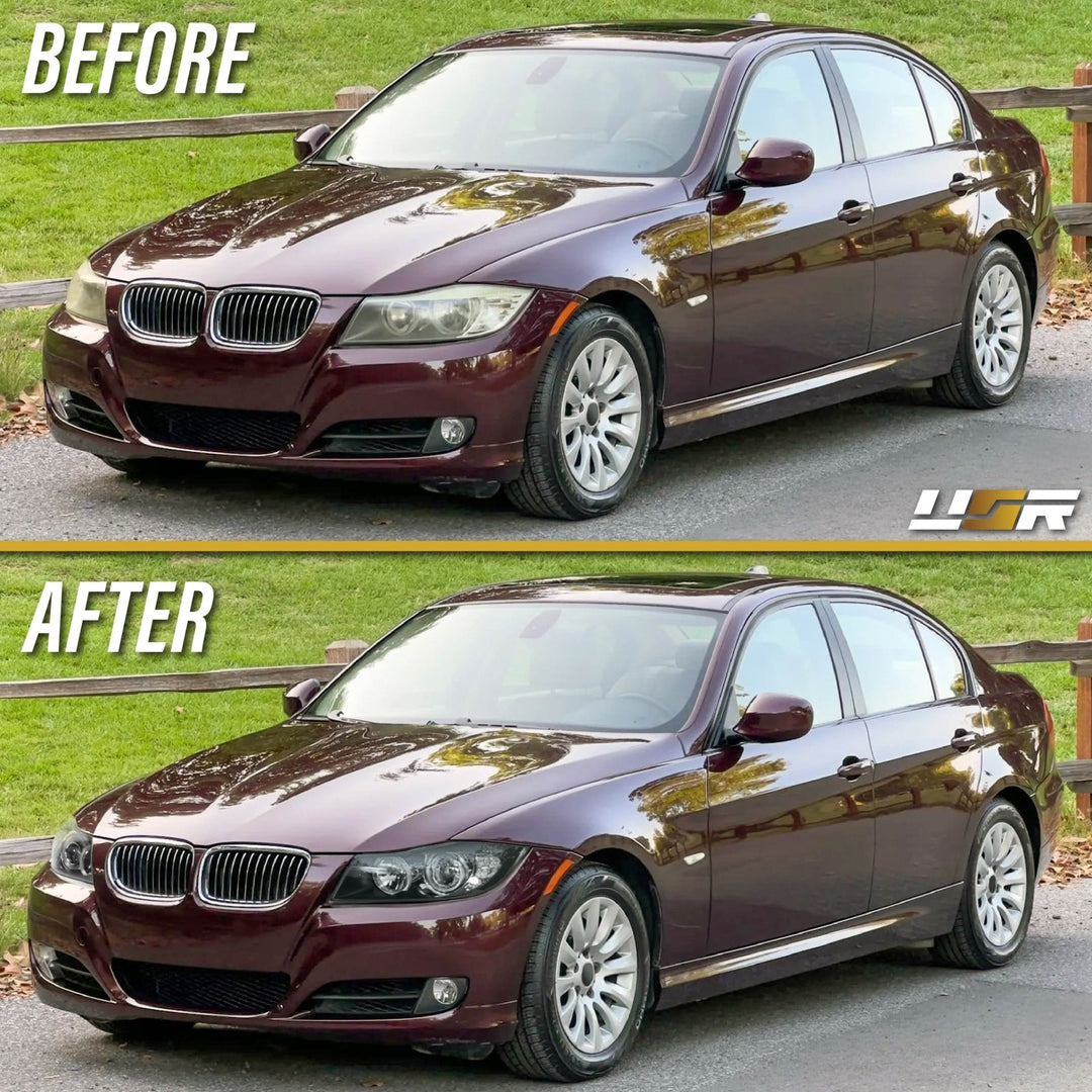 2006 - 2008 BMW 3 Series E90 / E91 V2 Projector UHP LED Angel Halo Headlight With LED Corner