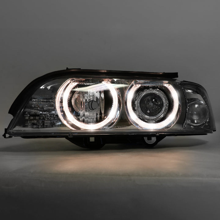 1997 - 2000 BMW E39 5 Series Halogen Angel Eye Halo Projector Chrome Housing Headlight For Factory Xenon Models