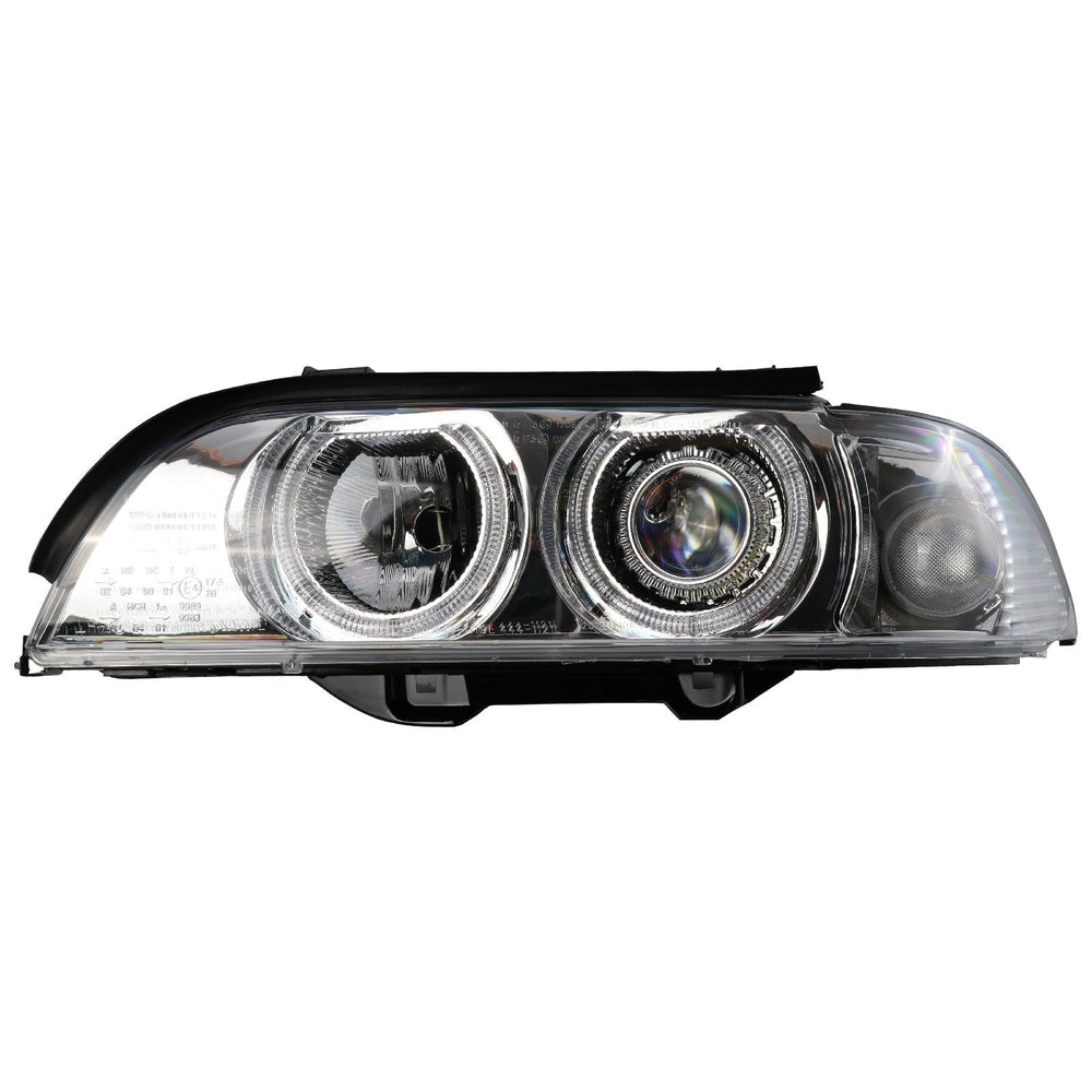 1997 - 2000 BMW E39 5 Series Halogen Angel Eye Halo Projector Chrome Housing Headlight For Factory Xenon Models