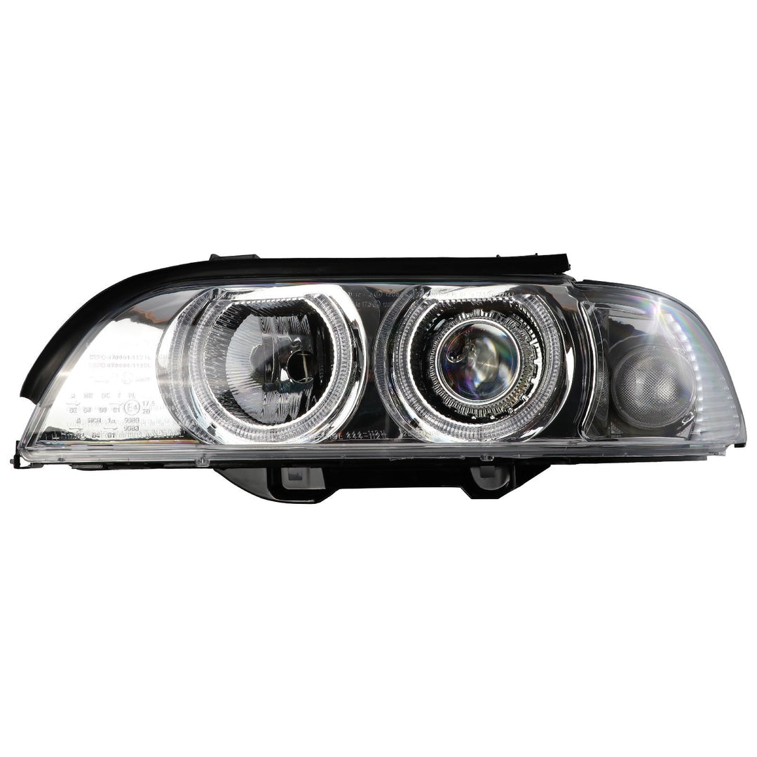 1997 - 2000 BMW E39 5 Series Halogen Angel Eye Halo Projector Chrome Housing Headlight For Factory Xenon Models