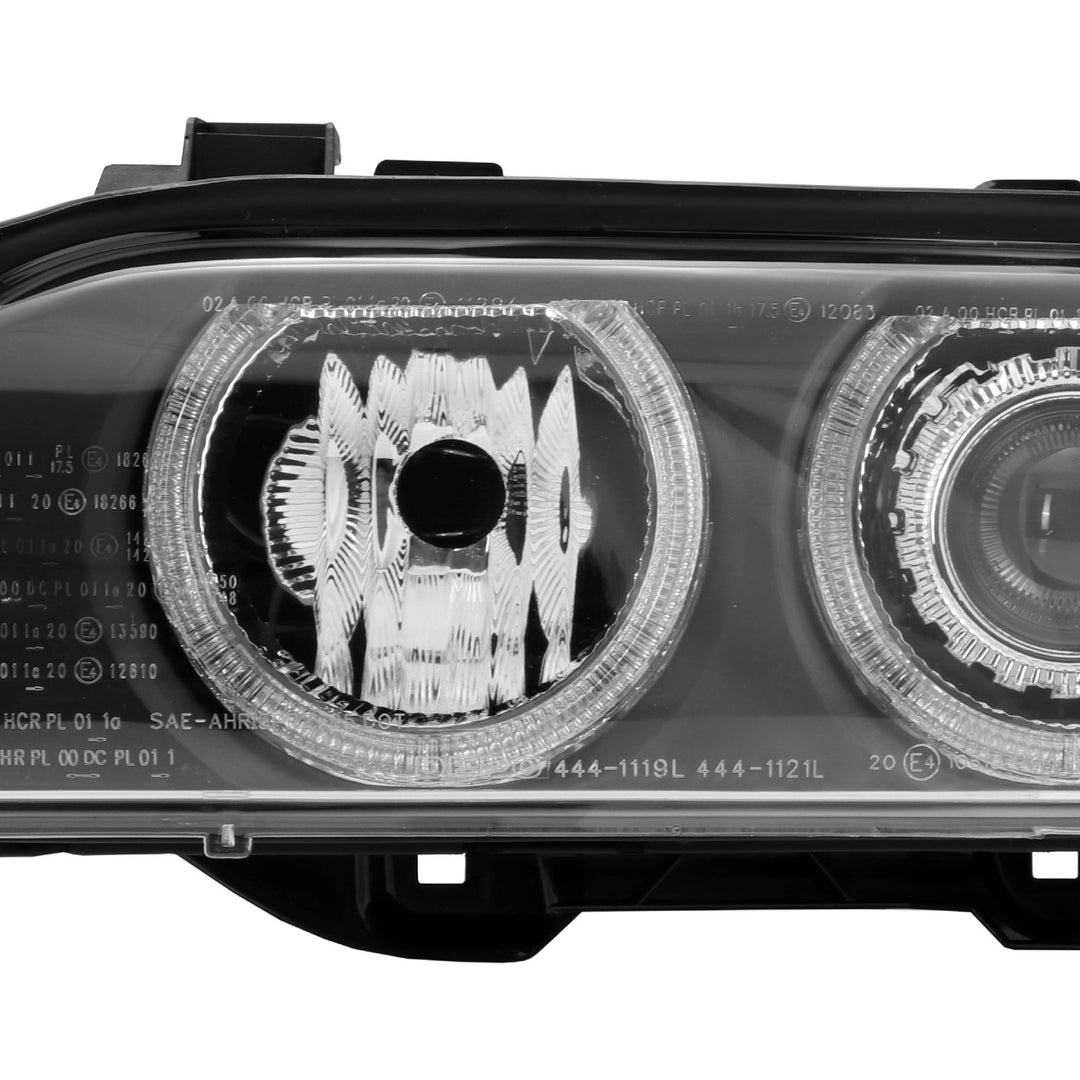 1997-2003 BMW E39 5 Series Black Housing Angel Eye Halo Projector Headlight with Smoke Corner Light