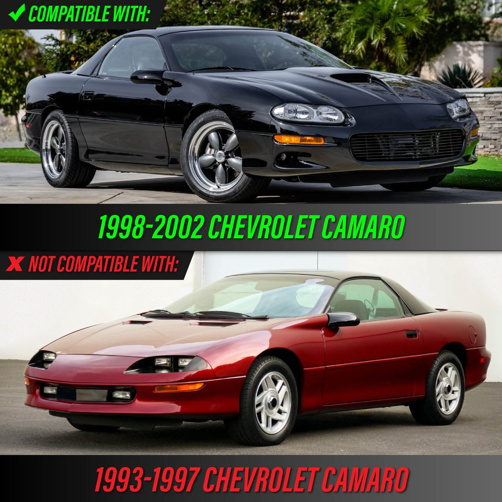 1998 - 2002 Chevrolet Chevy Camaro Black Housing Clear Lens Headlights