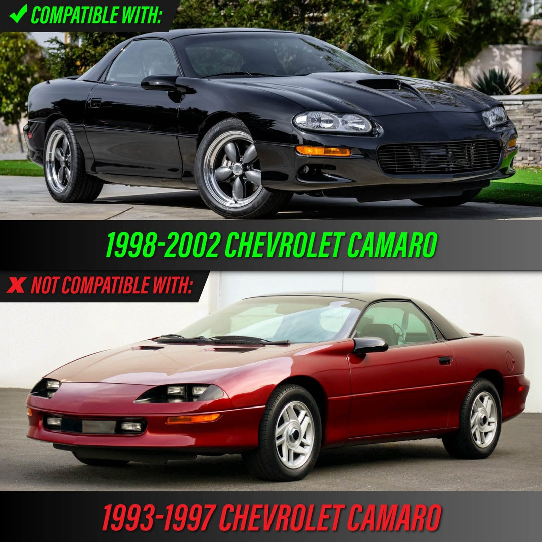 1998 - 2002 Chevrolet Chevy Camaro Black Housing Clear Lens Headlights