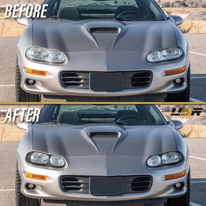 1998 - 2002 Chevrolet Chevy Camaro Black Housing Clear Lens Headlights