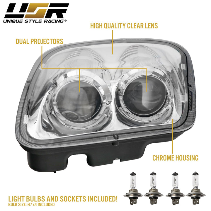 1997 - 2004 Chevrolet Corvette C5 Black OR Chrome Housing Projector Headlights