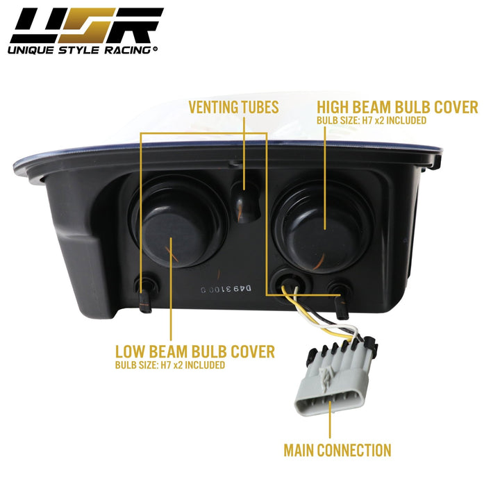 1997 - 2004 Chevrolet Corvette C5 Black OR Chrome Housing Projector Headlights