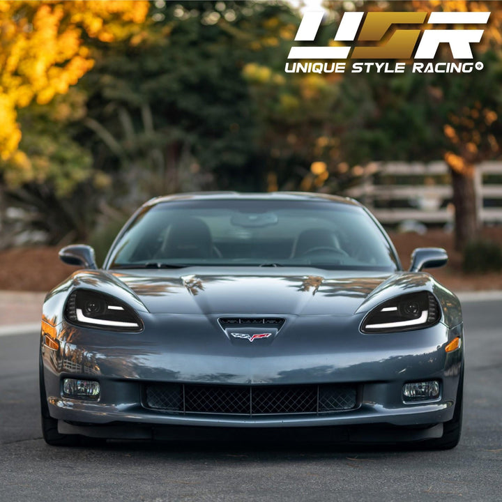 2005 - 2013 C6 Corvette Sequential Switchback C7 Style LED Black Housing or Chrome Housing Headlight