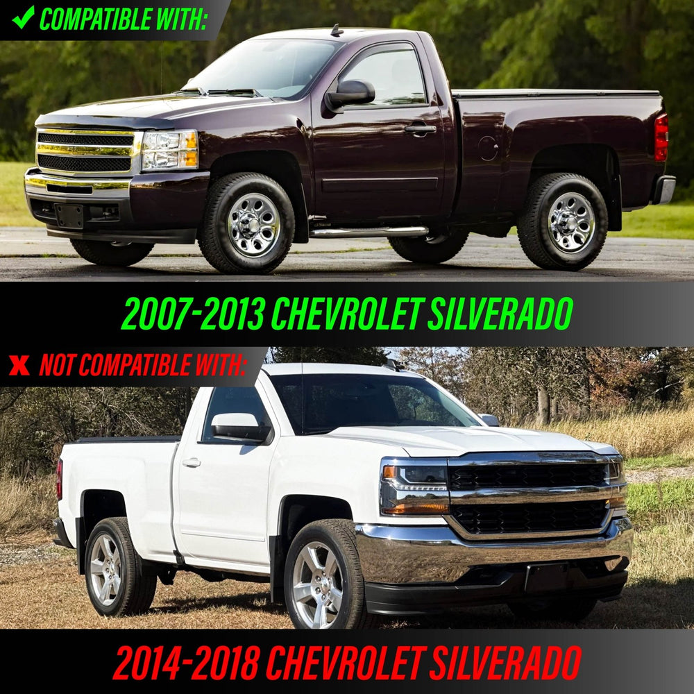 2007 - 2013 Chevrolet Chevy Silverado Full LED Black Housing All Clear Lens Projector Headlights with Sequential Amber LED Turn Signals and Clear Corner Reflectors