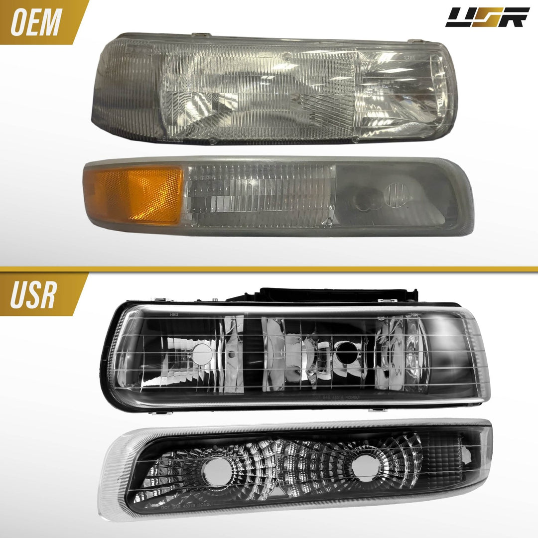 1999 - 2002 Chevrolet Chevy SIlverado, Suburban Black Housing Clear Lens with Bumper Light