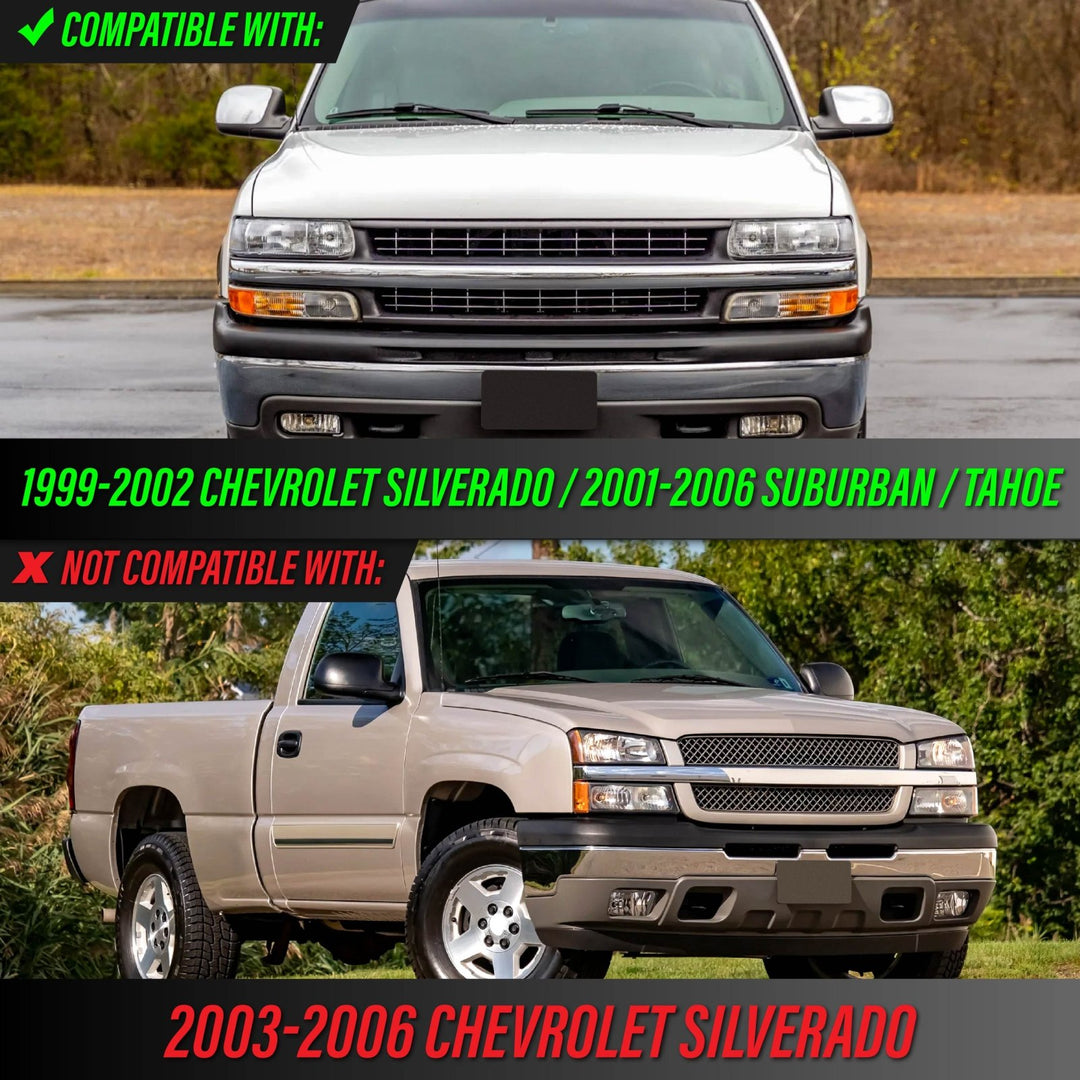 1999 - 2002 Chevrolet Chevy SIlverado, Suburban Black Housing Clear Lens with Bumper Light