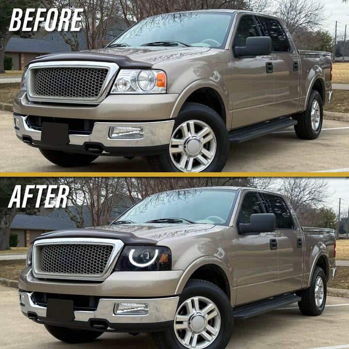 2004 - 2008 Ford F - 150 Pick Up Truck Black Housing Full LED Projector Headlight with Amber Reflector