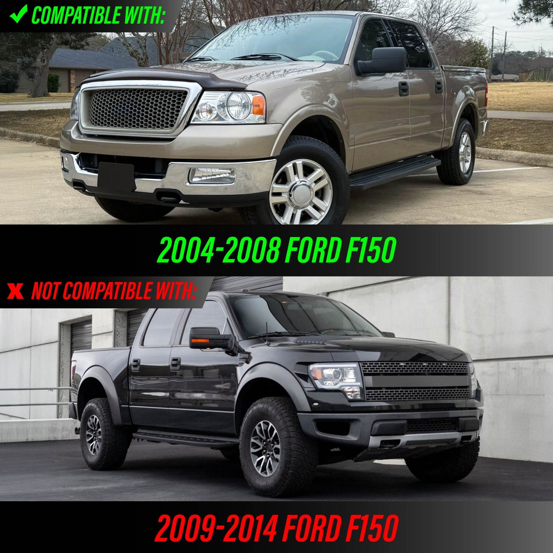 2004 - 2008 Ford F - 150 Pick Up Truck Black Housing Full LED Projector Headlight with All Clear Reflector