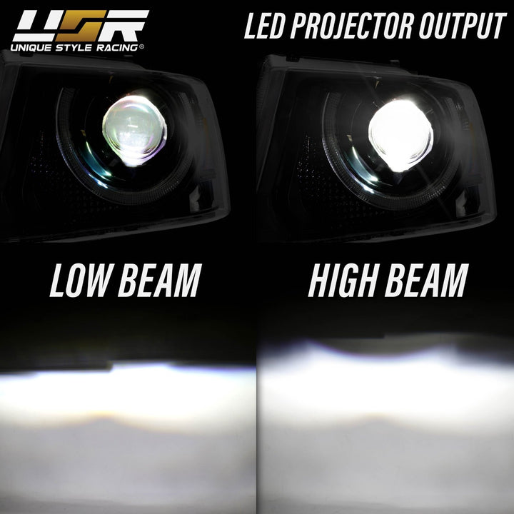 2004 - 2008 Ford F - 150 Pick Up Truck Black Housing Full LED Projector Headlight with All Clear Reflector