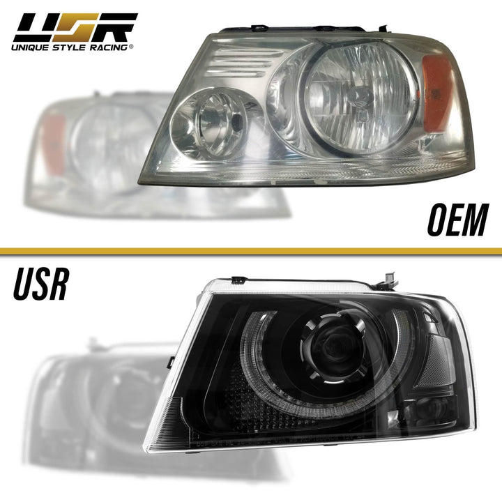 2004 - 2008 Ford F - 150 Pick Up Truck Black Housing Full LED Projector Headlight with All Clear Reflector