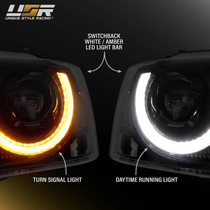 2004 - 2008 Ford F - 150 Pick Up Truck Black Housing Full LED Projector Headlight with All Clear Reflector