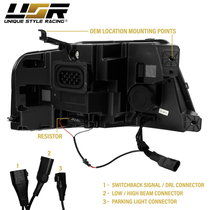 2004 - 2008 Ford F - 150 Pick Up Truck Black Housing Full LED Projector Headlight with All Clear Reflector