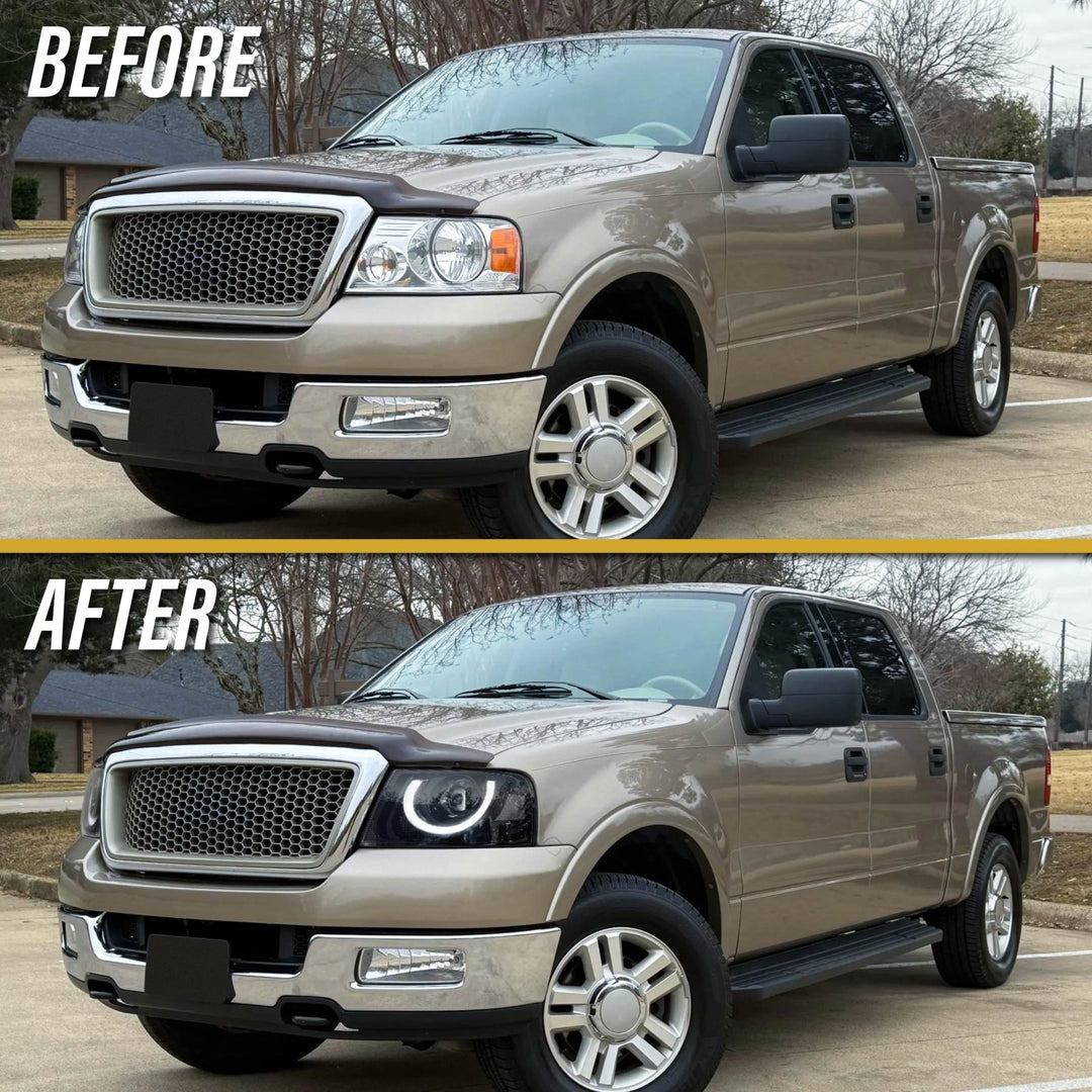 2004 - 2008 Ford F - 150 Pick Up Truck Black Housing Full LED Projector Headlight with All Clear Reflector