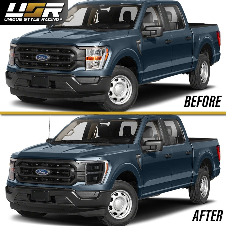 2021 - 2023 Ford F - 150 Full LED Sequential Signal Black Housing Headlight with Quad Projector for Halogen Models