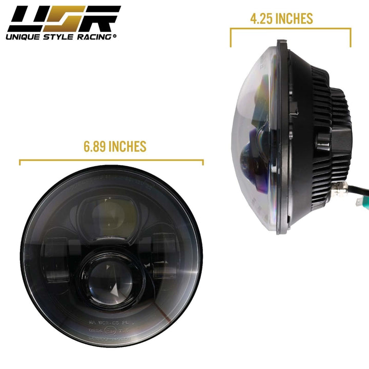 2007 - 2018 Jeep Wrangler JK 7” Round H6024 / H6014 Black Housing LED Projector Sealed Beam Headlights