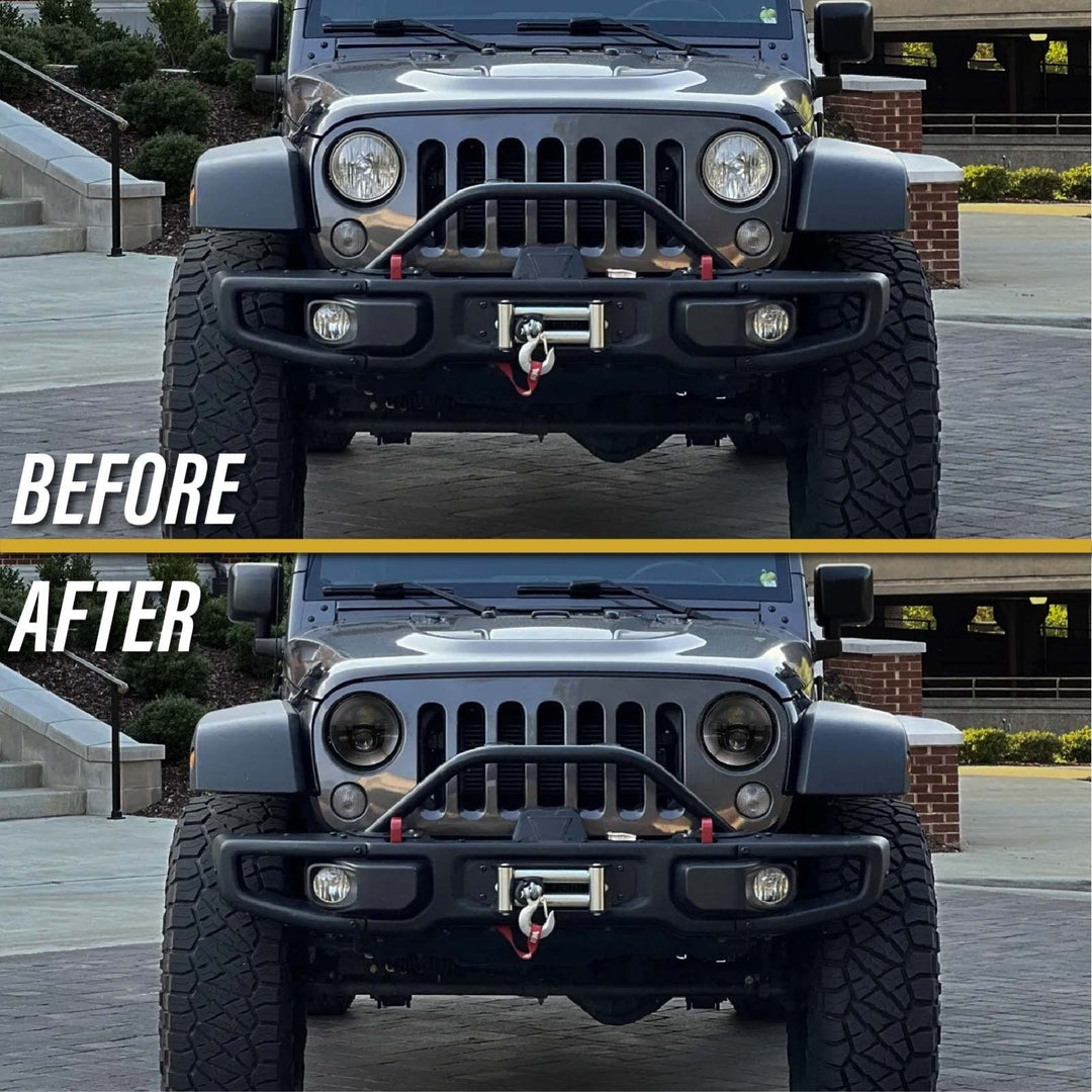 2007 - 2018 Jeep Wrangler JK 7” Round H6024 / H6014 Black Housing LED Projector Sealed Beam Headlights