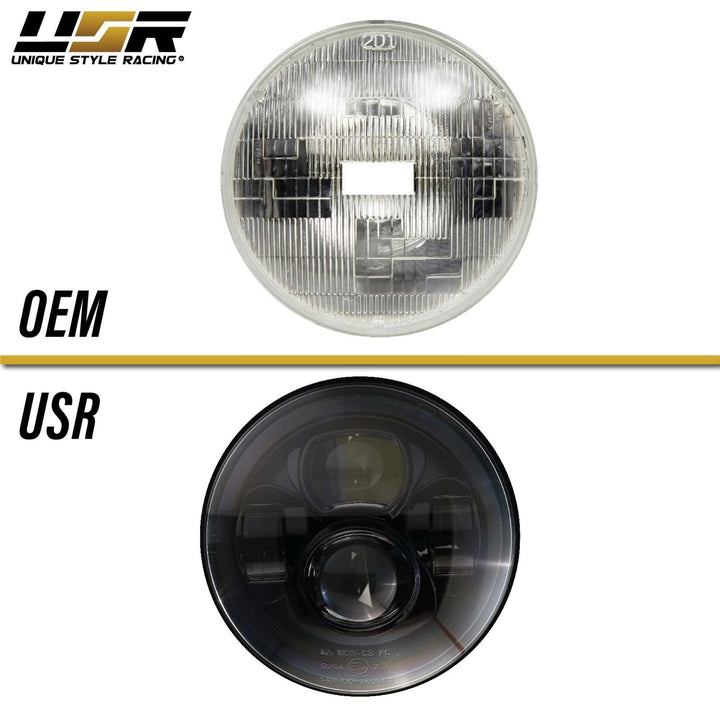 1997 - 2006 Jeep Wrangler TJ 7” Round H6024 / H6014 Black Housing LED Projector Sealed Beam Headlights
