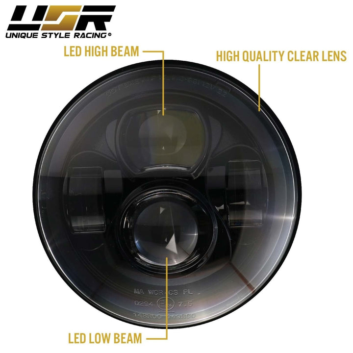1990 - 1997 Mazda Miata NA 7” Round H6024 / H6014 Black Housing LED Projector Sealed Beam Headlights