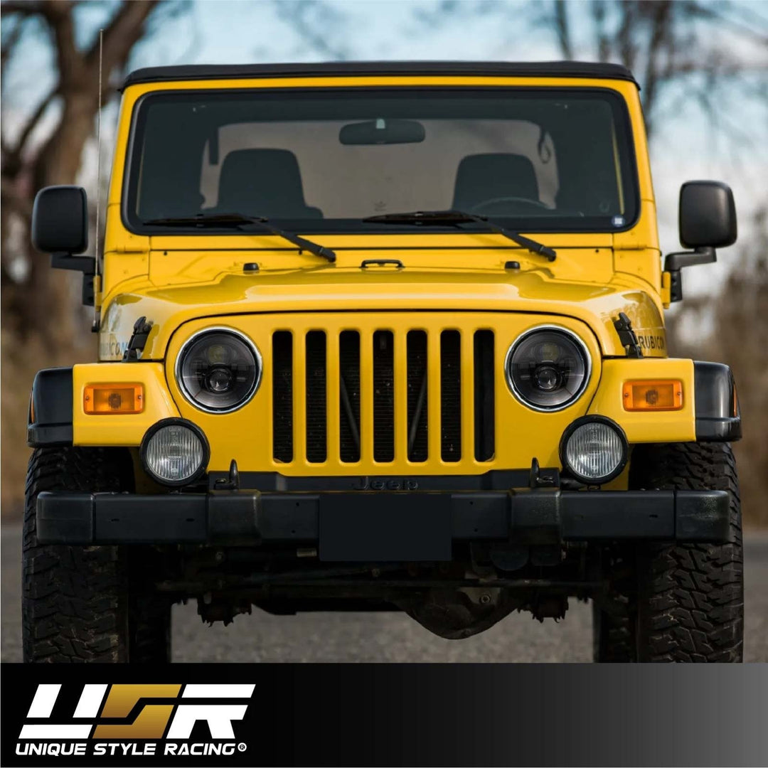 1997 - 2006 Jeep Wrangler TJ 7” Round H6024 / H6014 Black Housing LED Projector Sealed Beam Headlights