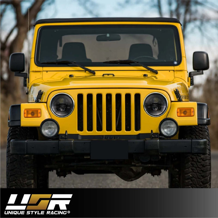 1997 - 2006 Jeep Wrangler TJ 7” Round H6024 / H6014 Black Housing LED Projector Sealed Beam Headlights
