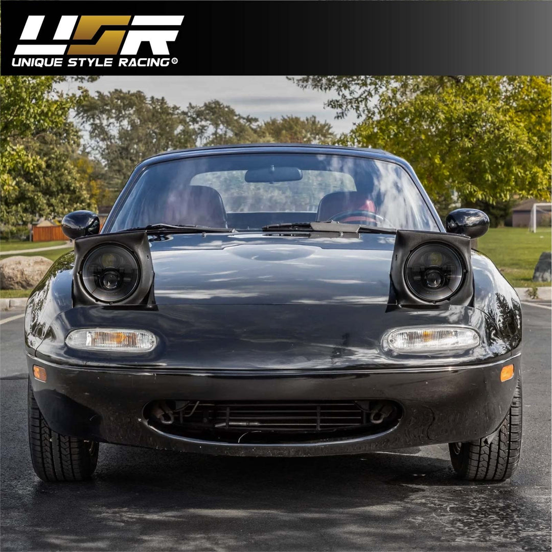1990 - 1997 Mazda Miata NA 7” Round H6024 / H6014 Black Housing LED Projector Sealed Beam Headlights