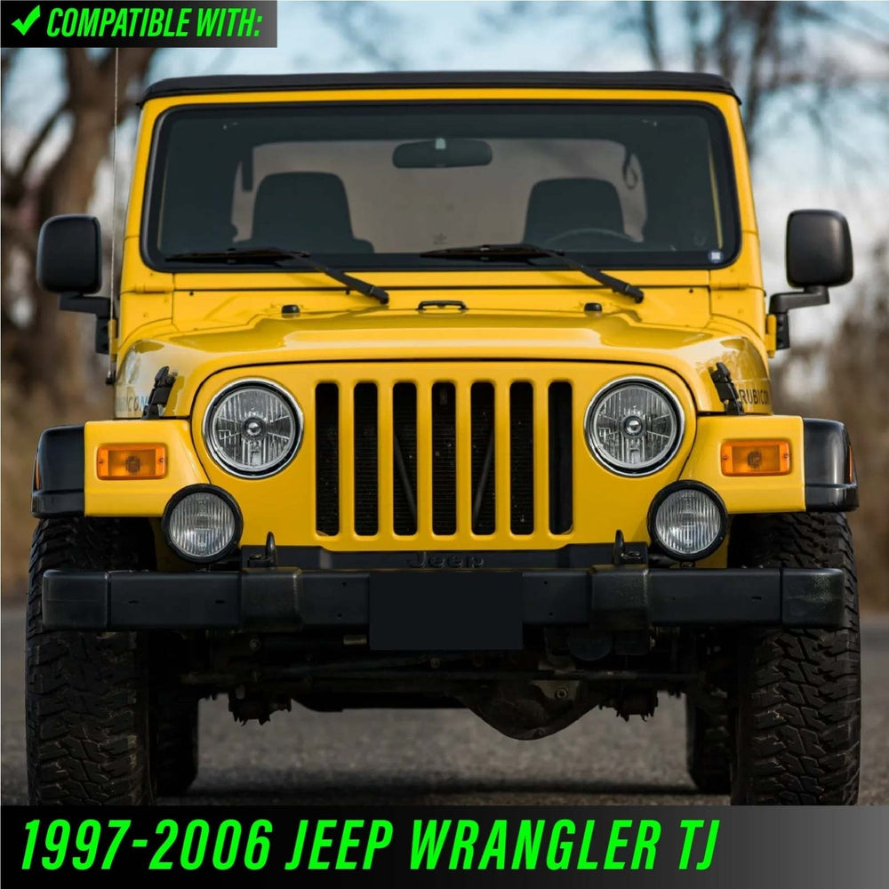 1997 - 2006 Jeep Wrangler TJ 7” Round H6024 / H6014 Black Housing LED Projector Sealed Beam Headlights