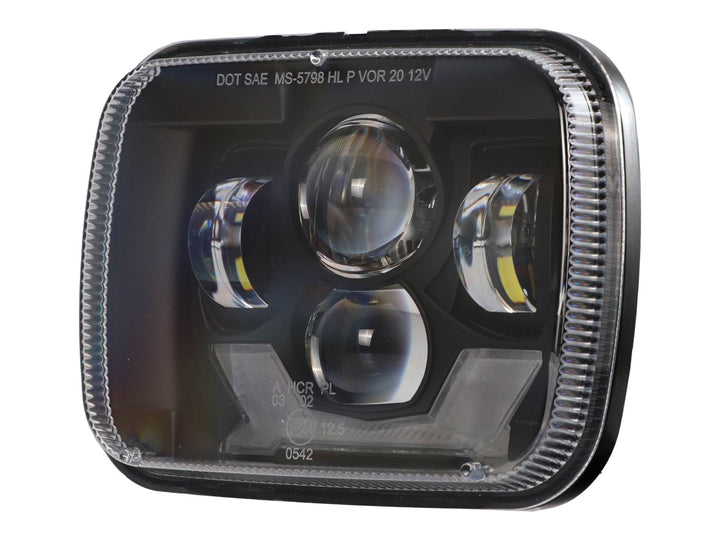Bronco Style Black Housing LED Projector X - Style 7x6 Sealed Beam Headlights