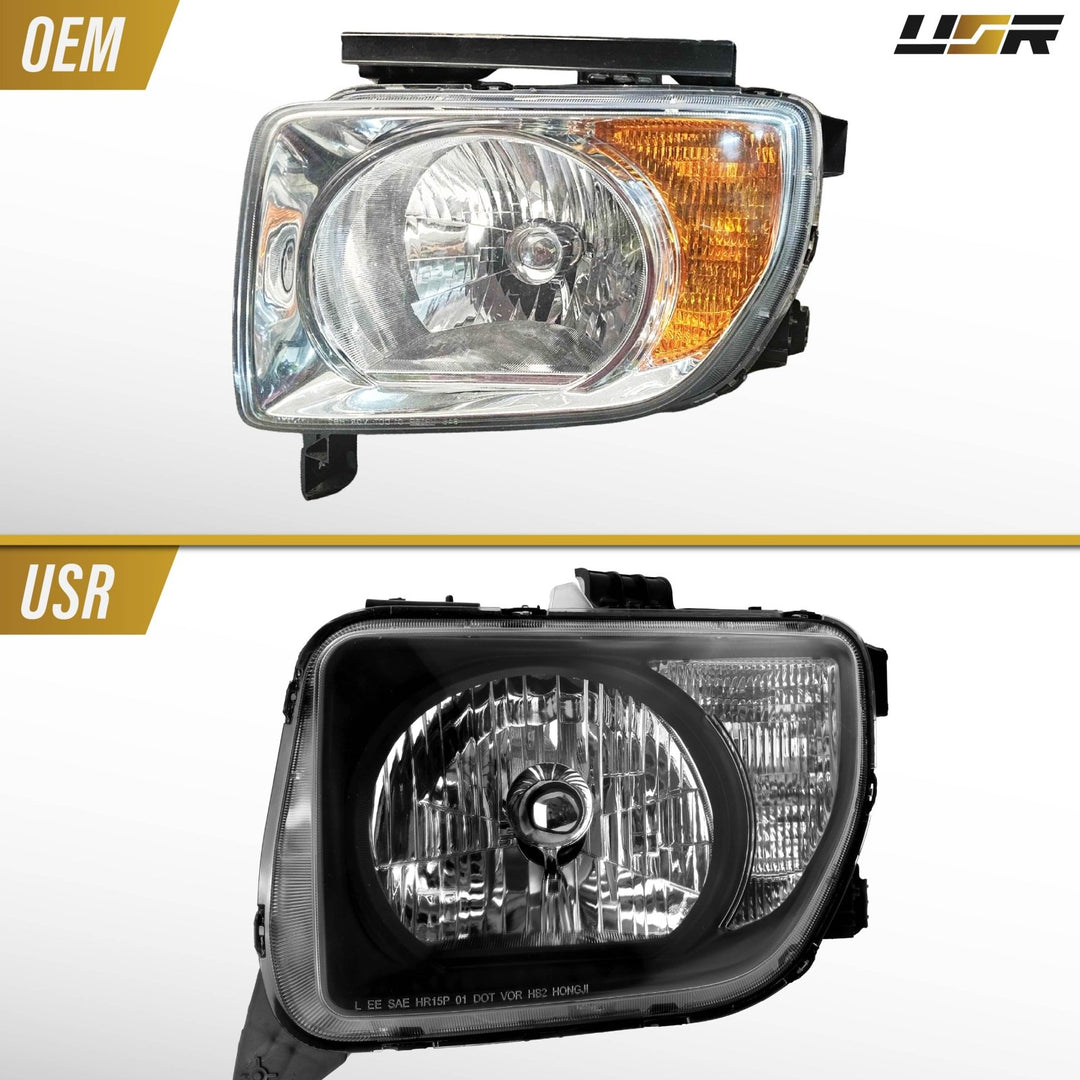 2003 - 2008 Honda Element Black Housing Clear Lens with Clear Reflector Headlights