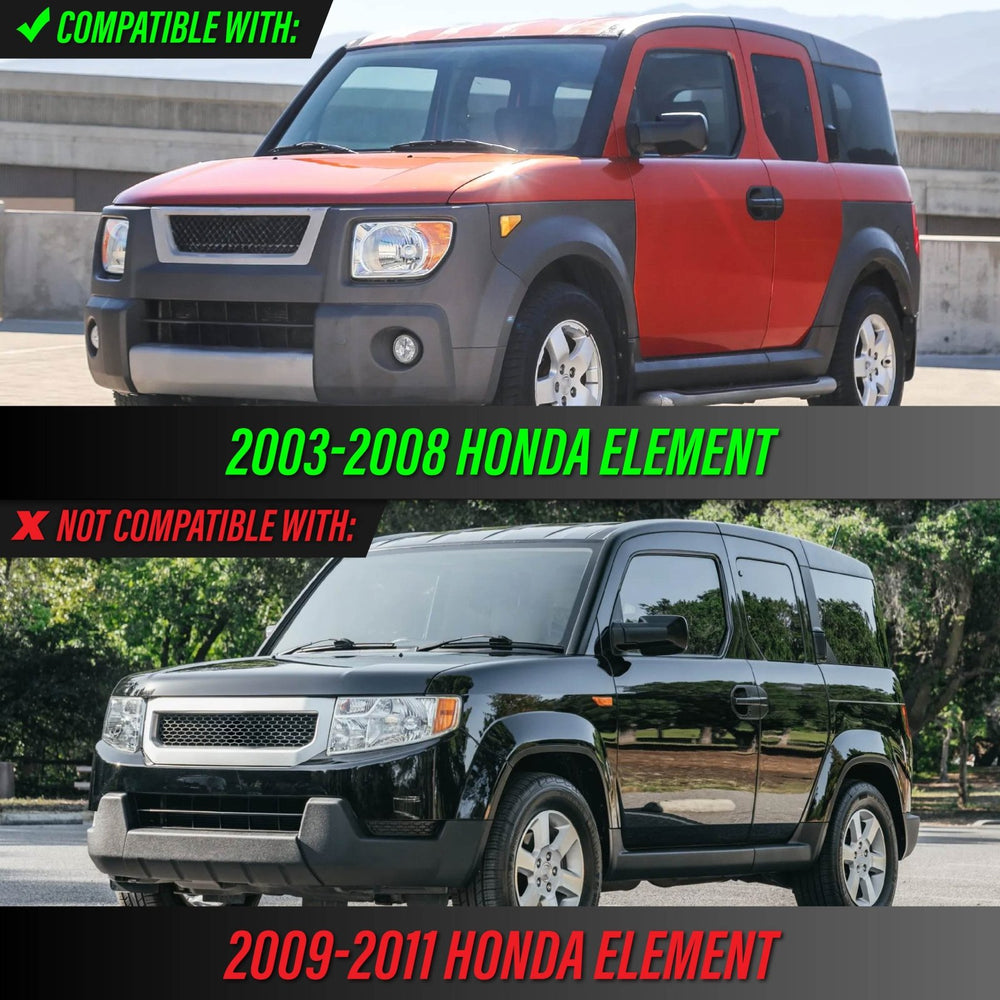 2003 - 2008 Honda Element Black Housing Clear Lens with Clear Reflector Headlights