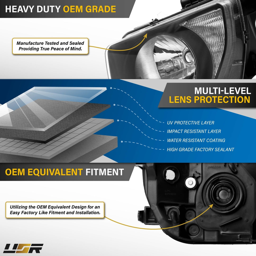 2003 - 2008 Honda Element Black Housing Clear Lens with Clear Reflector Headlights
