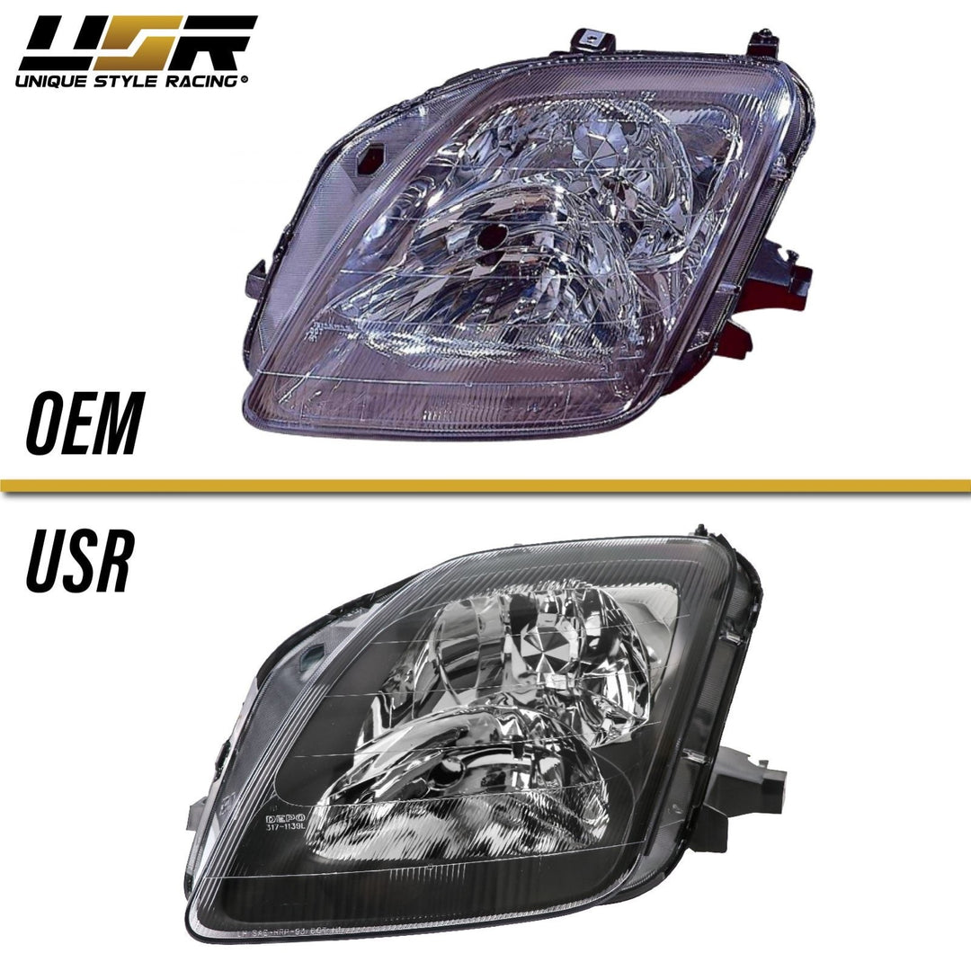 1997 - 2001 Honda Prelude JDM Style Black Housing Clear Lens Headlights