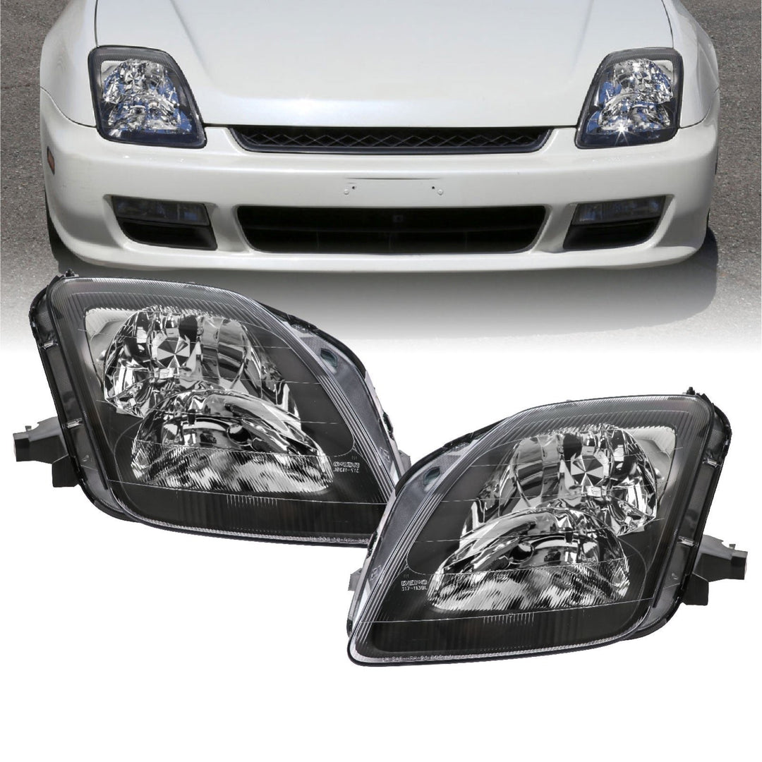 1997 - 2001 Honda Prelude JDM Style Black Housing Clear Lens Headlights
